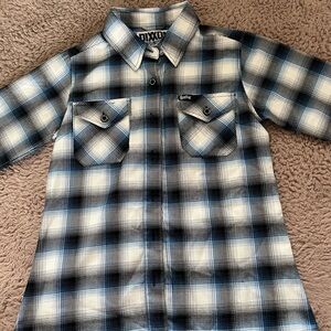 DIXXON Blue and Black Plaid Button Down Flannel